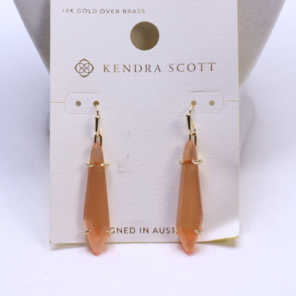 Kendra Scott Alice Catseye 14K Gold Over Brass Drop Earrings in  Coral Catseye.